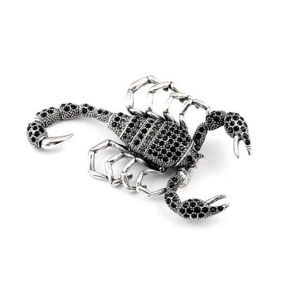 Black Rhinestone Scorpion Pin Broach - Picture 1 of 5